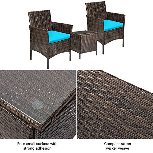 Devoko 3 Piece Wicker Rattan Set with Chairs with Table Simply Patio